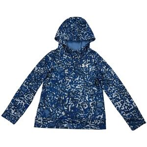Under Armour Youth Small Hoodie Blue‎ Camo Loose Fit Pullover Fleece Lined